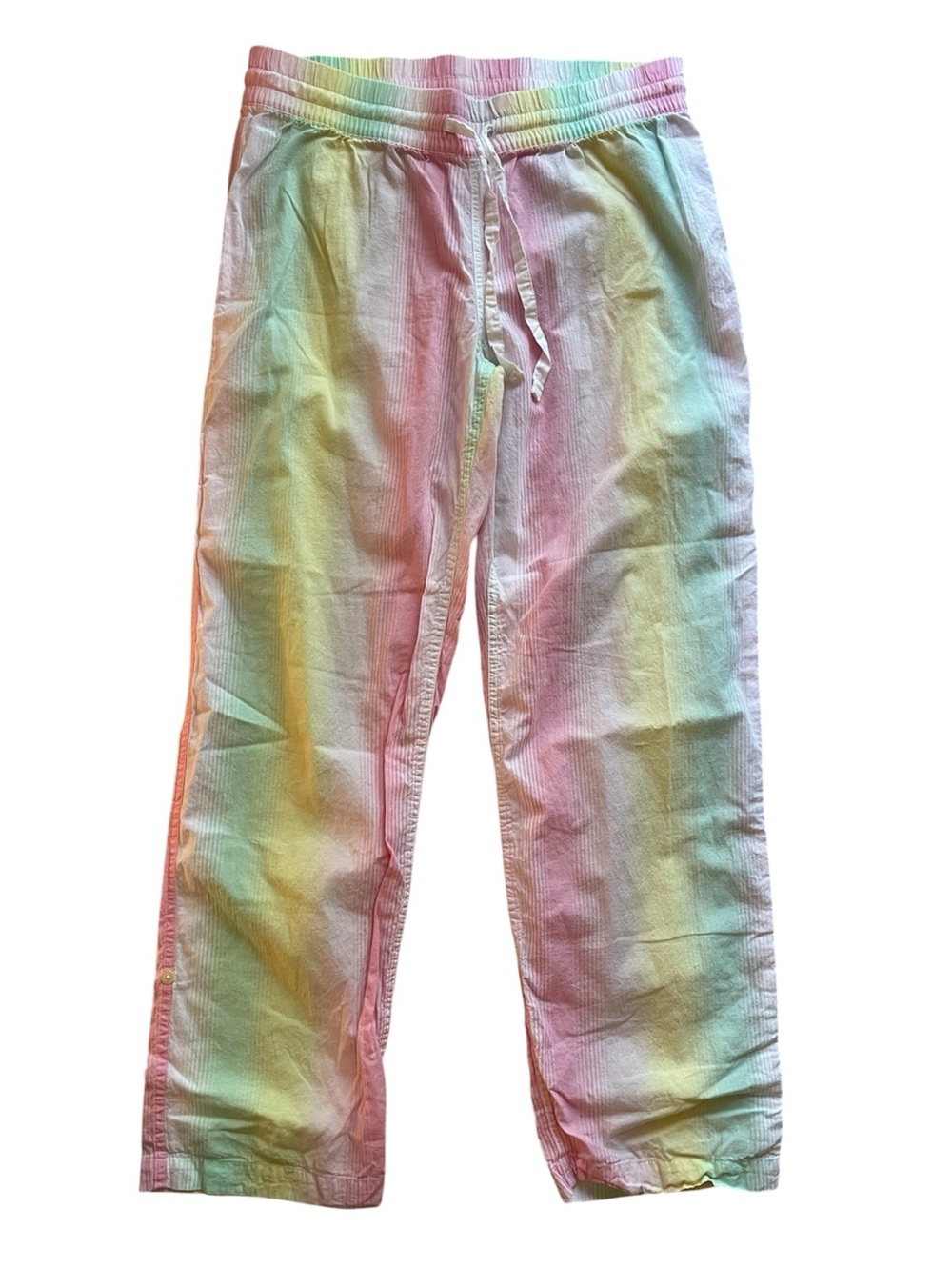GAP Body Coastal Grandma Pastel Rainbow Stripe Convertible Capri Pants